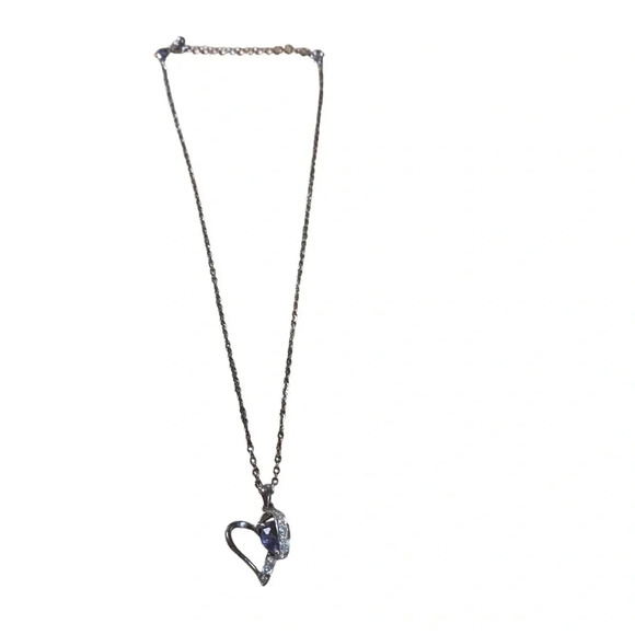 Avon Jewelry - Avon goldtone heart shaped pendant necklace 20” length purple gem inside…
